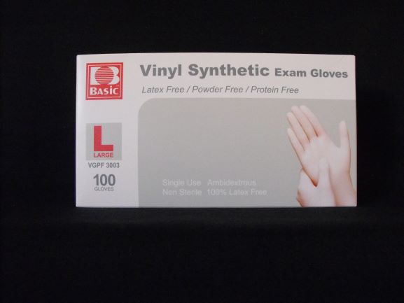 Basic Vinyl Synthetic Exam Gloves X-Large (Case) - Click Image to Close